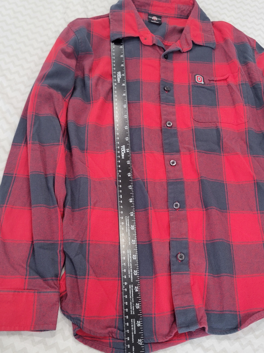 Plaid Long-Sleeve Button-Down Shirt With Ohio state Logo On Pocket Size Medium - Picture 6 of 8